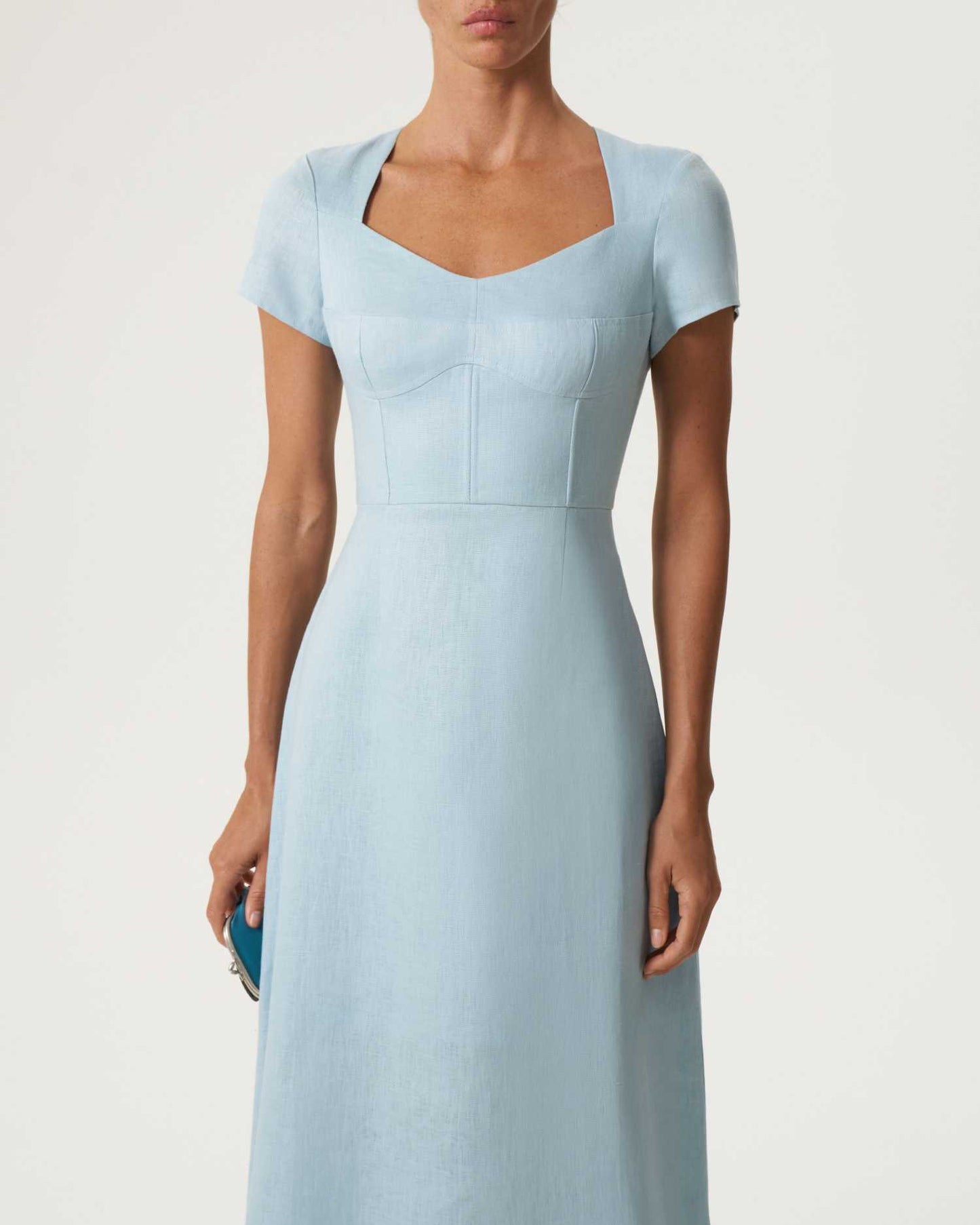 Linen Corset Dress Blue