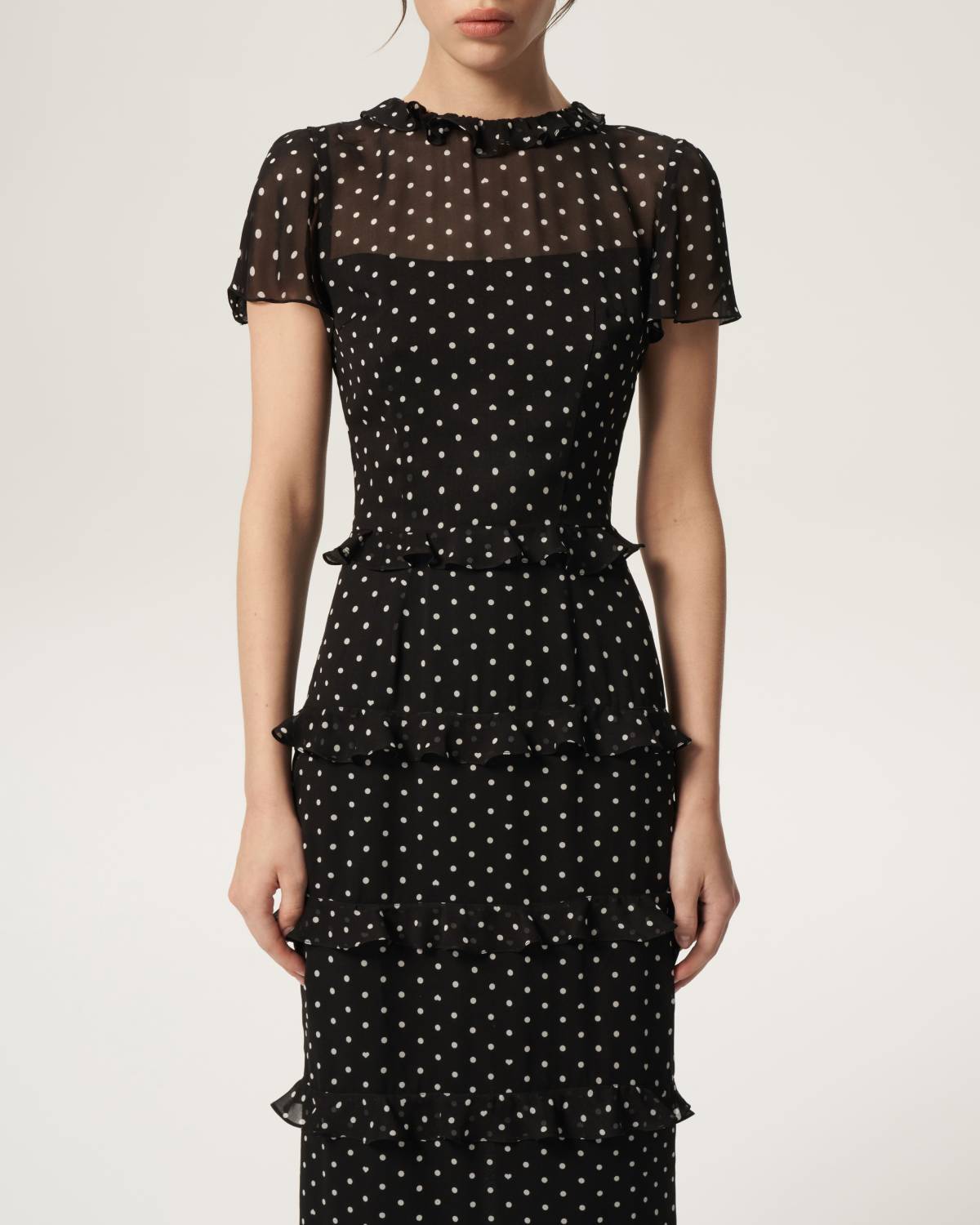 Polka Dot Flap Dress Black