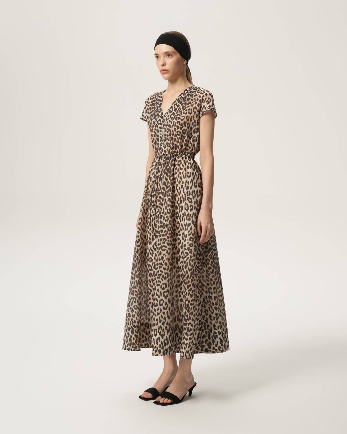 Leopard dress with drawstring
