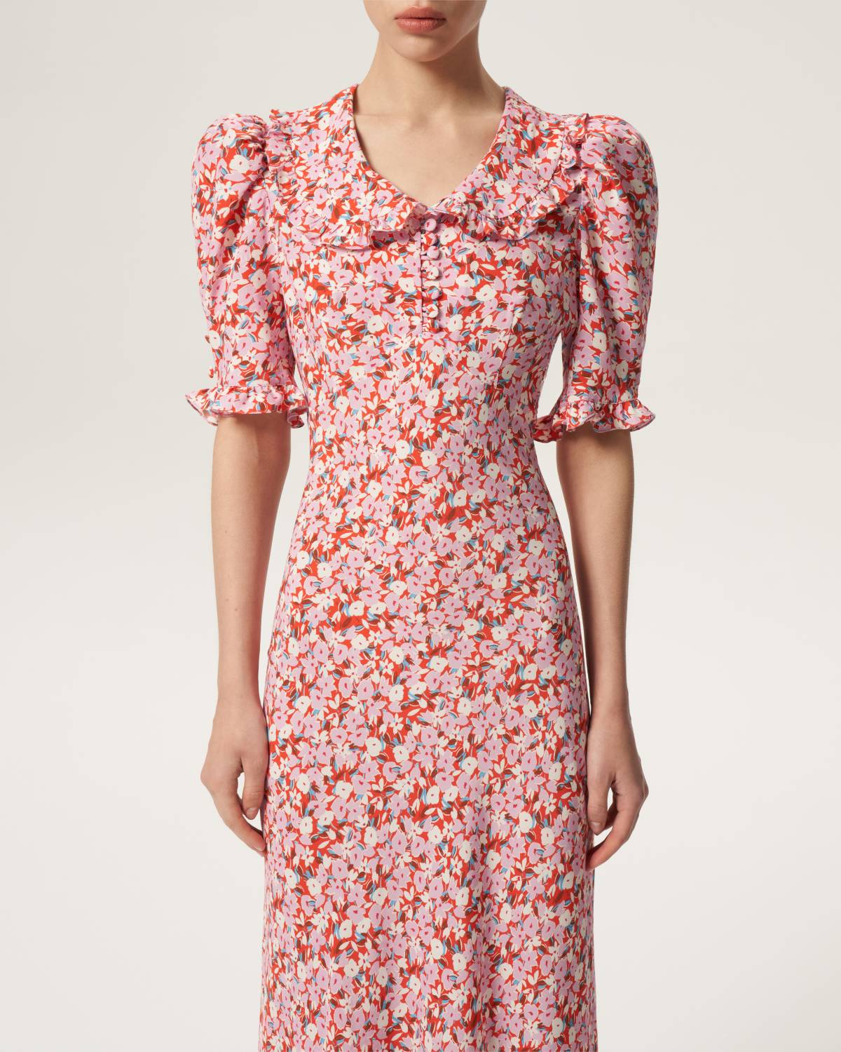 Dress with collar pink