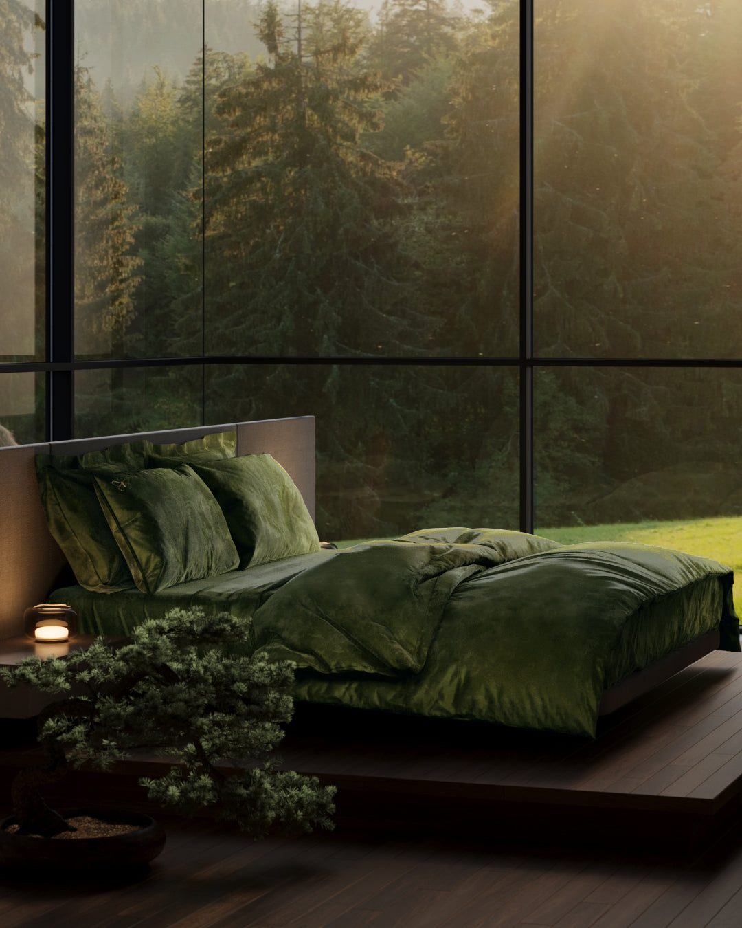 CHO HEALING GREEN FULL BEDDING SET | DUVET COVER, FLAT SHEET & PILLOWCASES