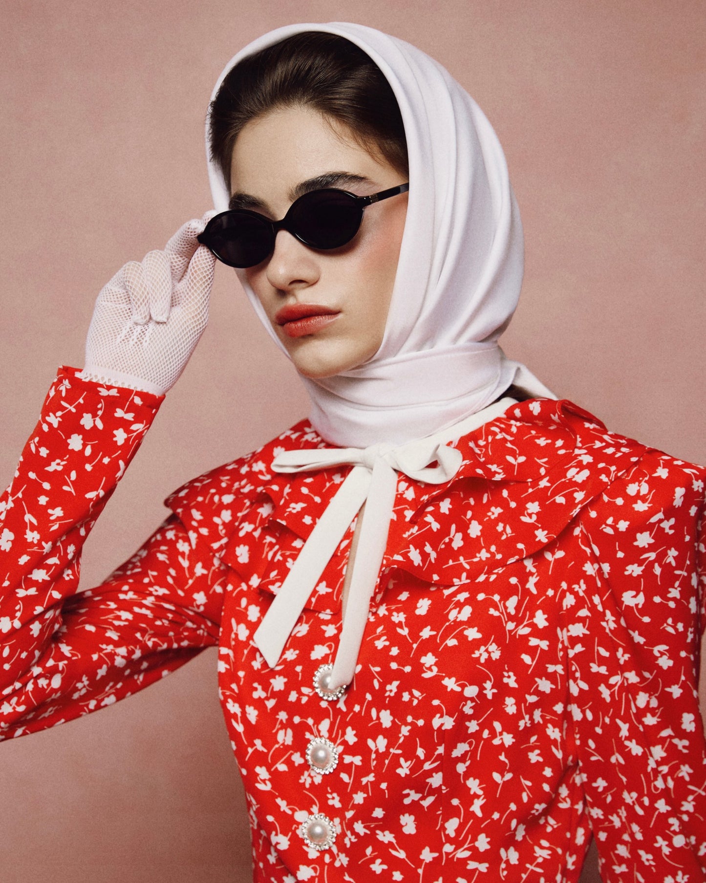 MAIZEL RED LONG SLEEVED FLORAL DRESS