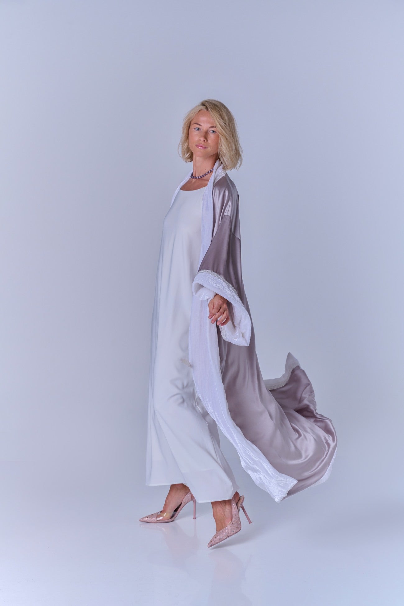 SELFSURE REVERSIBLE SILK-VELVET KIMONO MILA