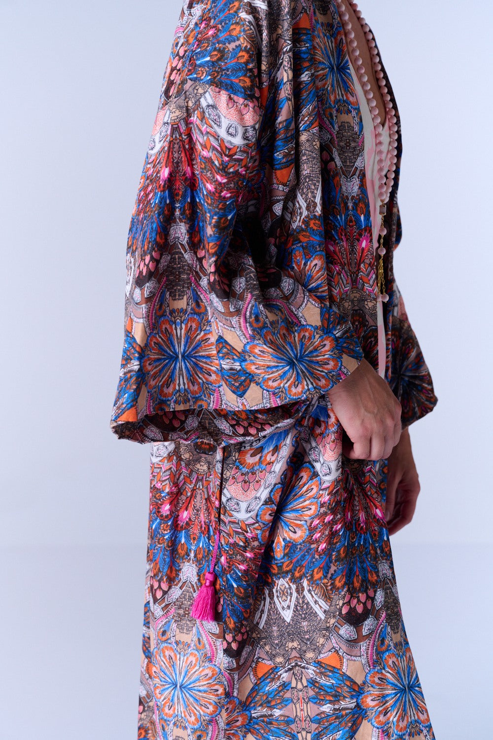 SELFSURE SILK-COTTON KIMONO POLY
