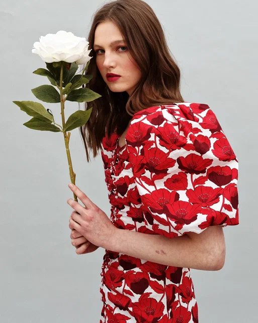 ELLYME DRESS WITH POPPIES RED