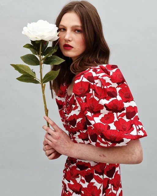 ELLYME DRESS WITH POPPIES RED