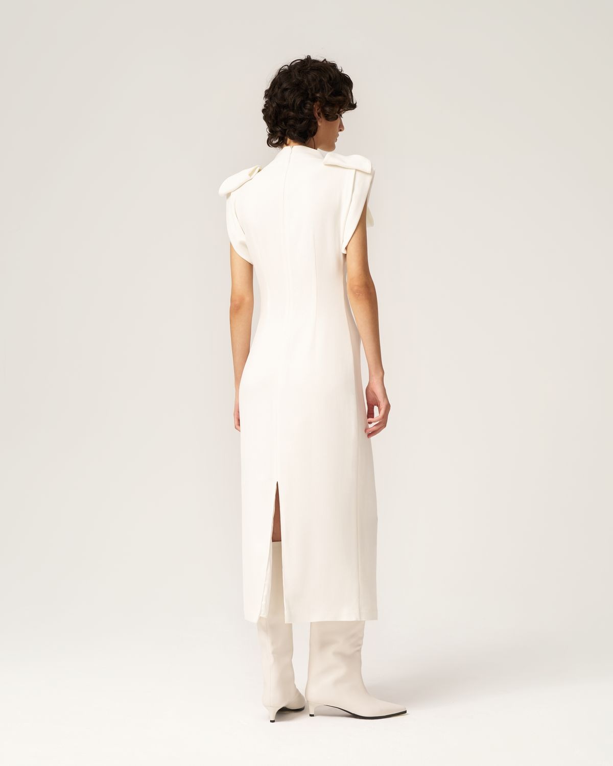 ELLYME DRESS WITH BOWS ON SHOULDERS WHITE