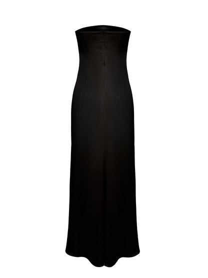 MAXI DRESS WITH CAPE BLACK