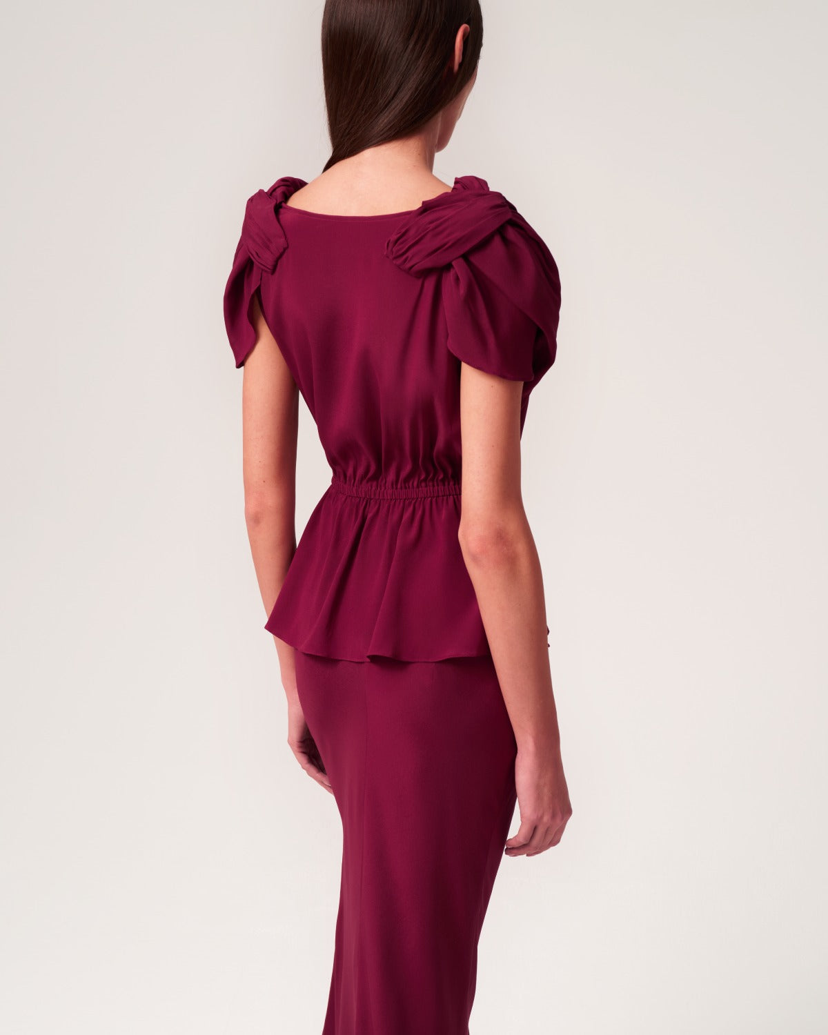 Magda Dress with Long Burgundy Skirt