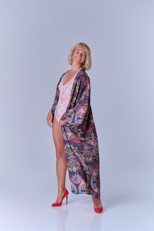 SELFSURE SILK-COTTON KIMONO POLY