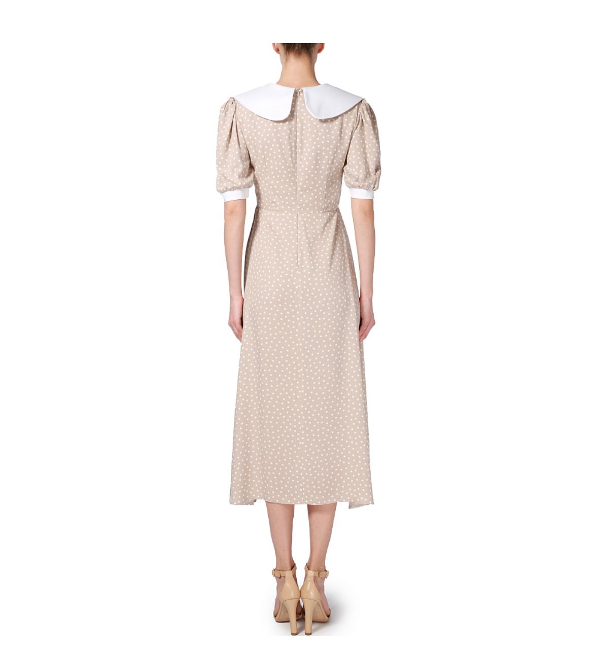 MAIZEL BEIGE DRESS WITH WHITE POLKA DOTS