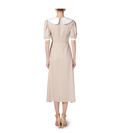 MAIZEL BEIGE DRESS WITH WHITE POLKA DOTS