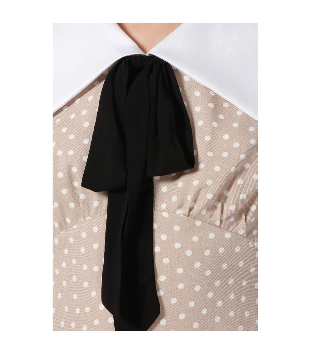 MAIZEL BEIGE DRESS WITH WHITE POLKA DOTS