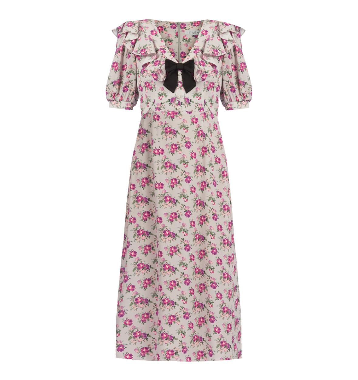 MAIZEL LIGHT GREY FLORAL DRESS