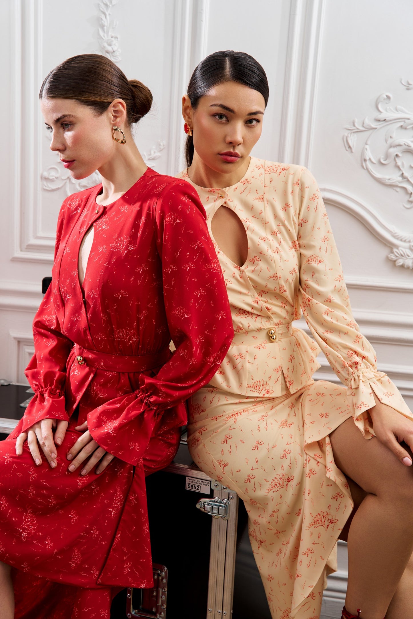 BLOUSE AND SKIRT WITH SIGNATURE FLORAL PRINT RED