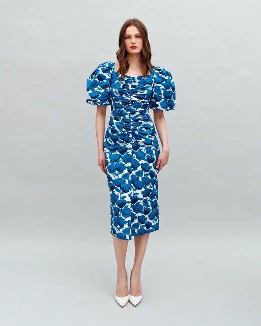 Dress with Poppies blue