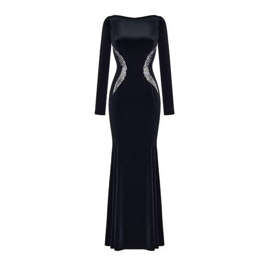 Dress Made Of Velvet With A Sparkling Embroidery