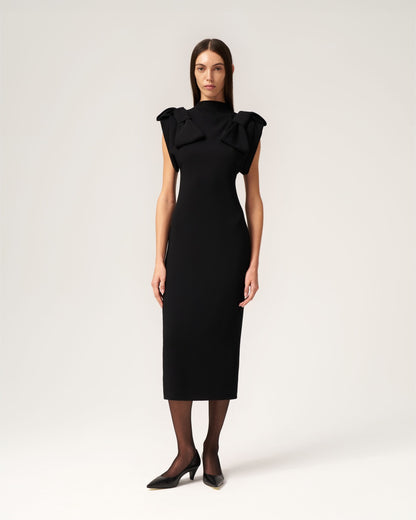 Dress with Bows on Shoulders Black