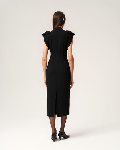 Dress with Bows on Shoulders Black