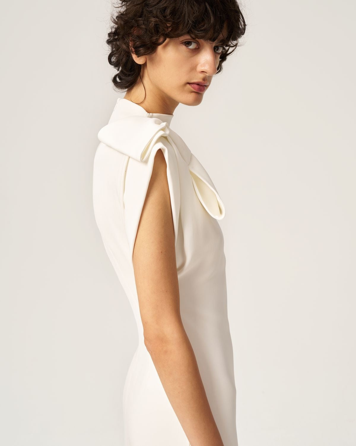 Dress with Bows on Shoulders White