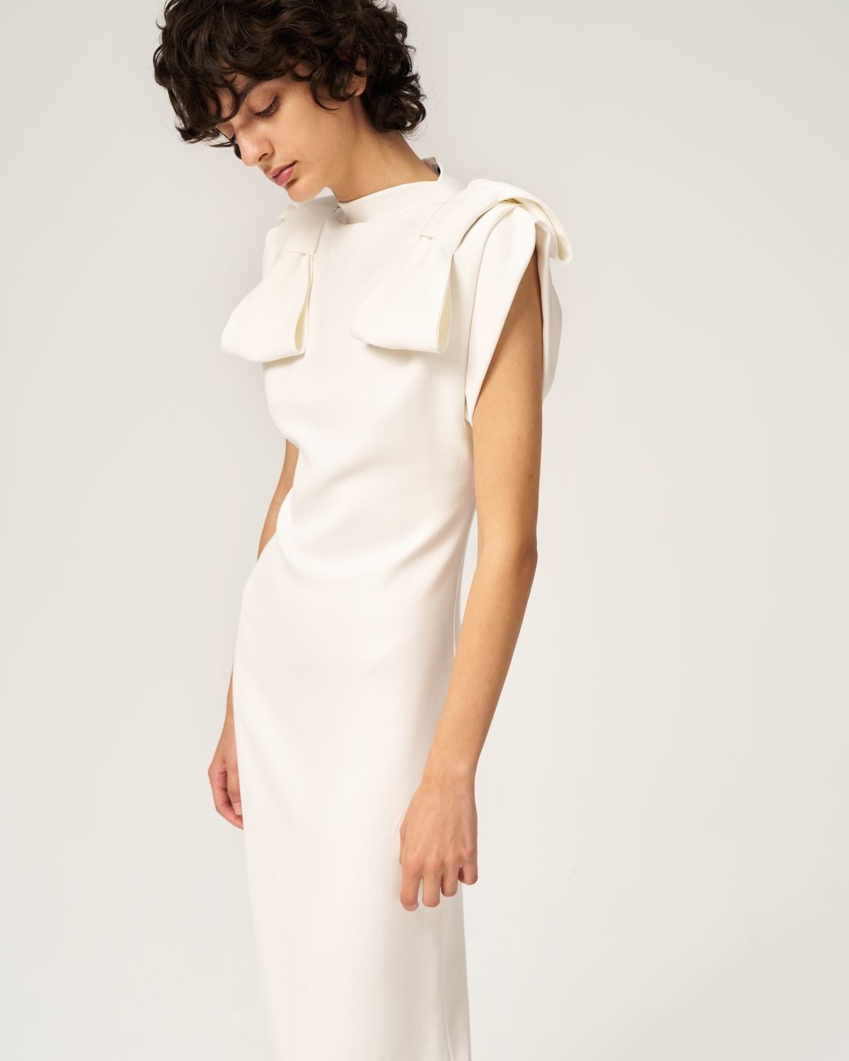 Dress with Bows on Shoulders White