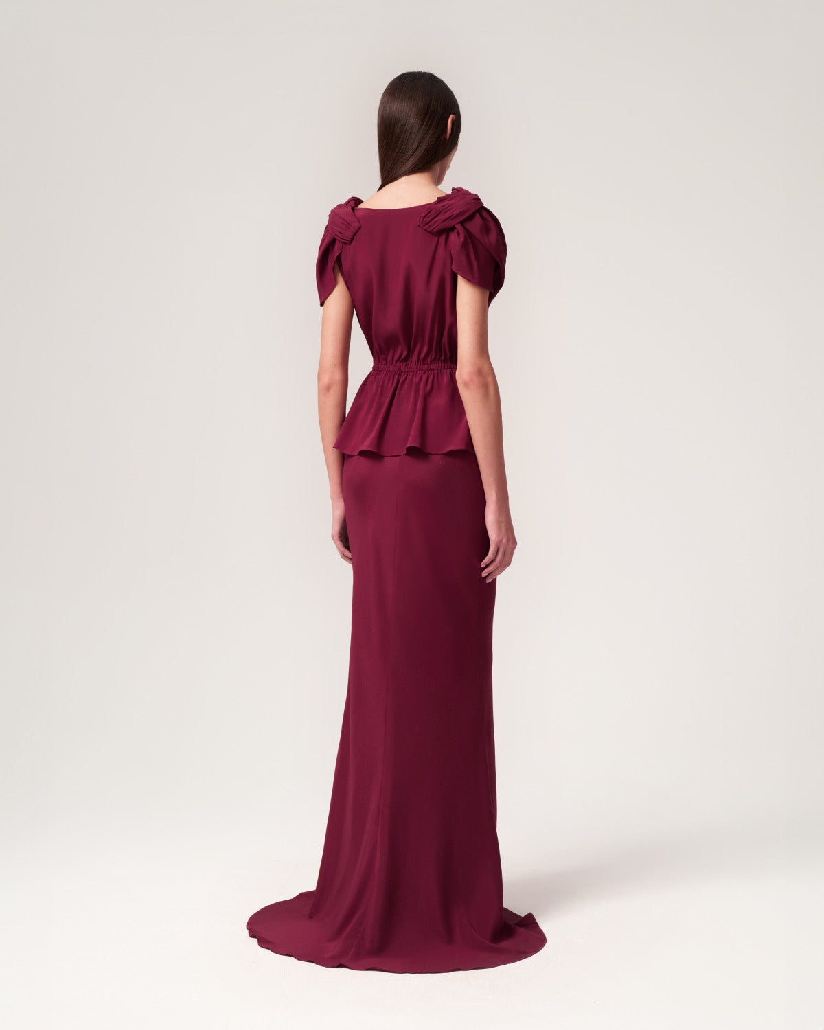 Magda Dress with Long Burgundy Skirt