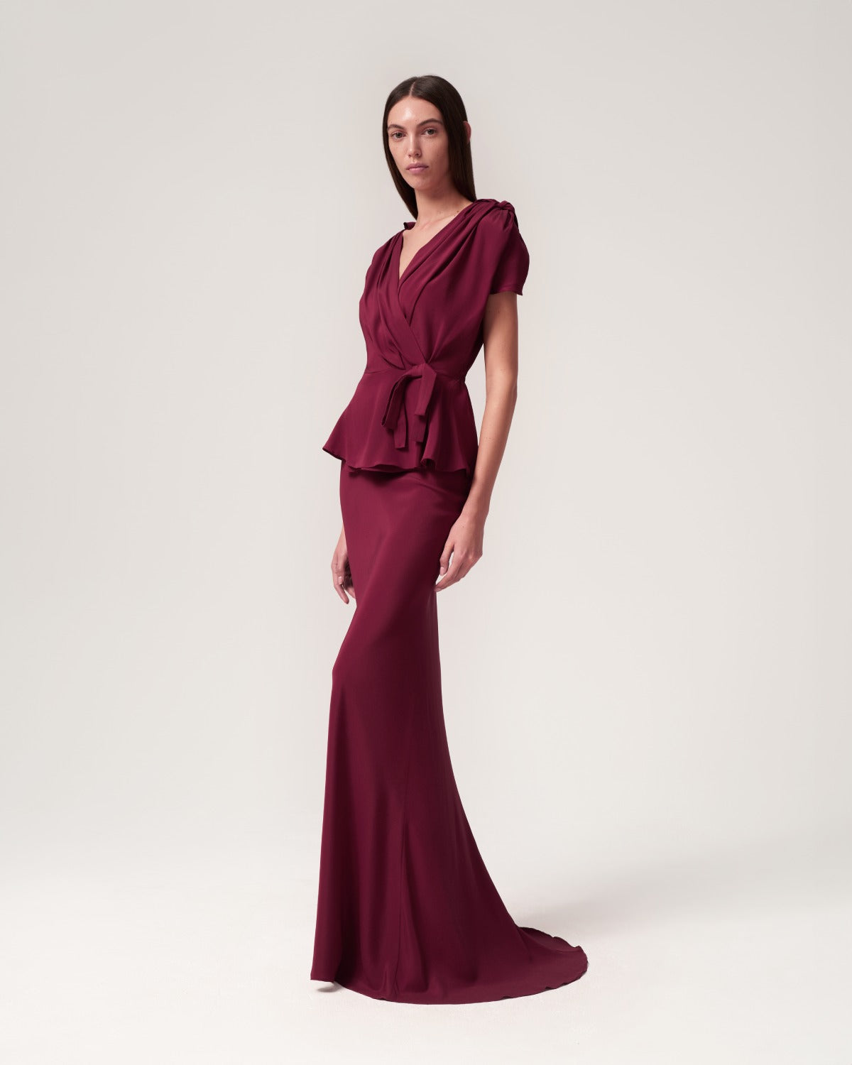 Magda Dress with Long Burgundy Skirt